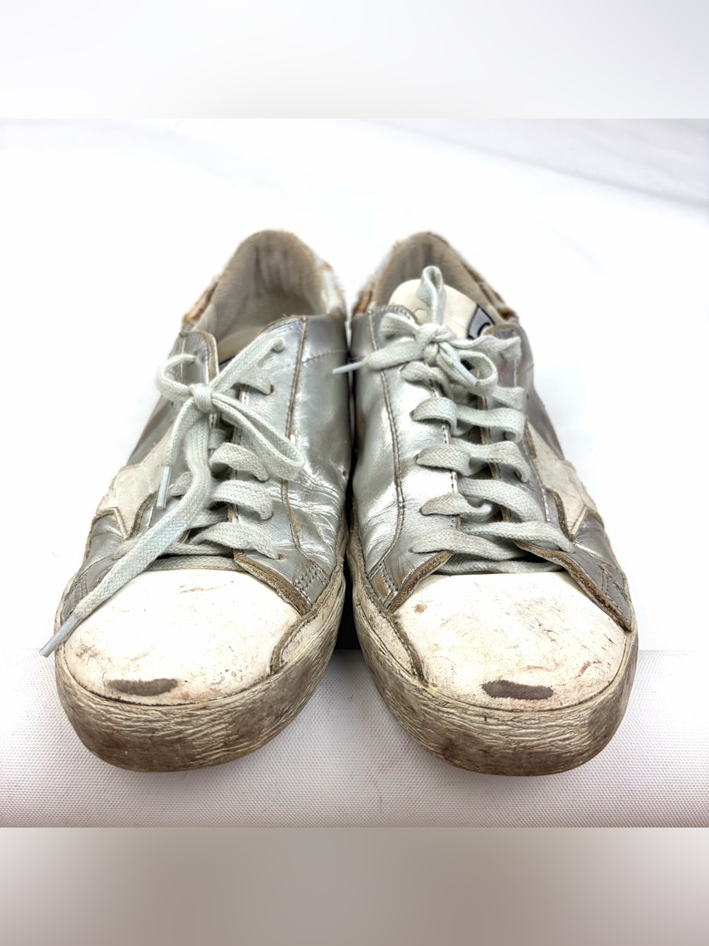 Golden Goose Superstar Sneakers White Silver Calf Hair Size 40 - Picture 6 of 10